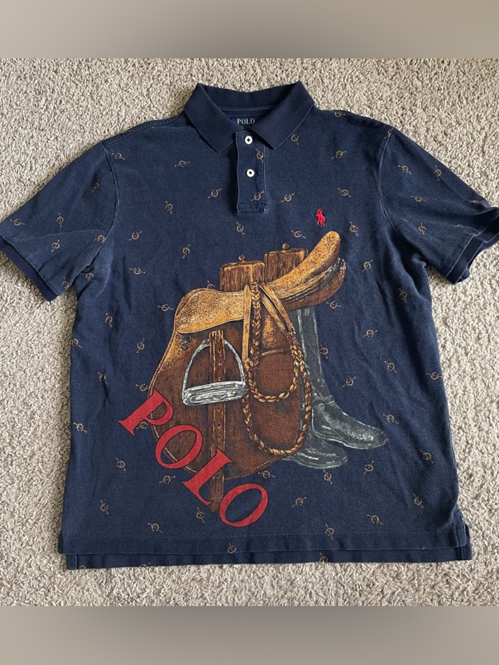 Polo Ralph Lauren Saddle Print Mesh Polo Shirt